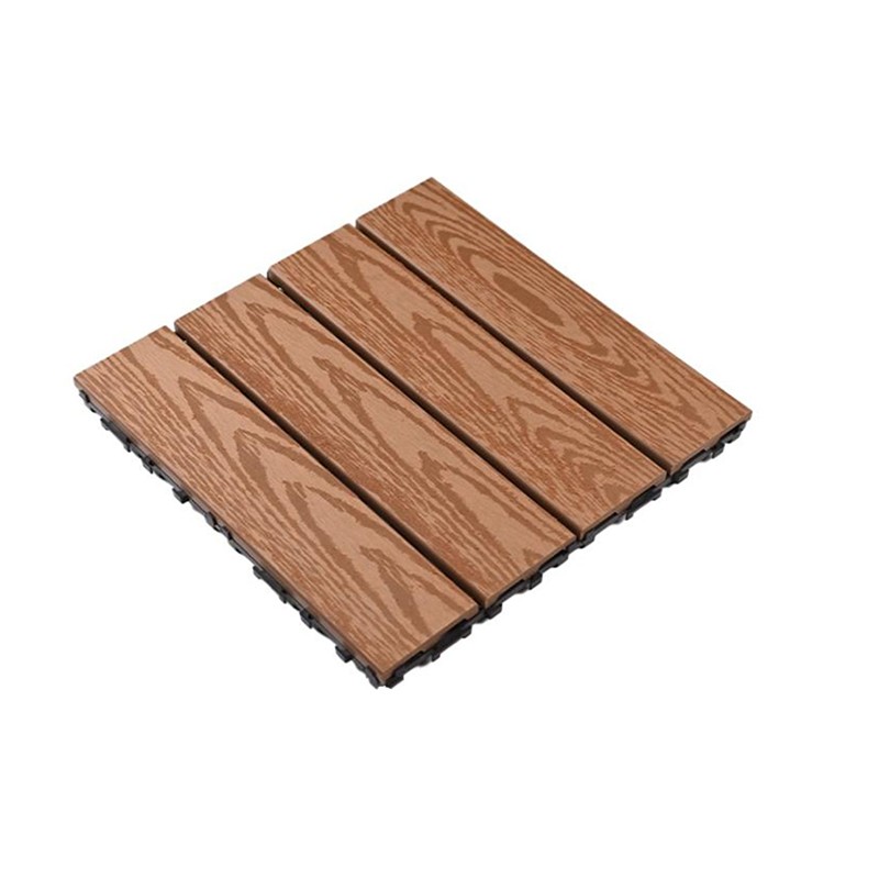 Placa wpc deck terasa, 30x30 cm, grosime 2.2 cm, amenajari exterioare, sistem interconectare, culoare tec, aspect lemn MultiMark GlobalProd