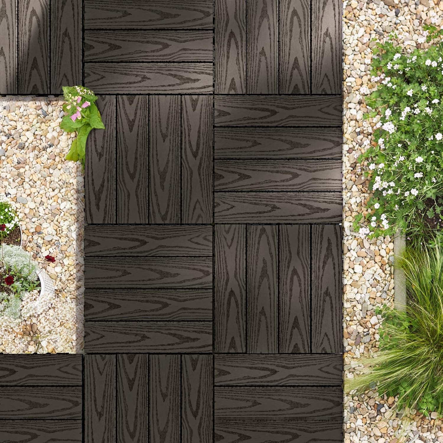Placa wpc decking exterior, 30x30 cm, sistem interconectare click, grosime 2.2 cm, gri MultiMark GlobalProd