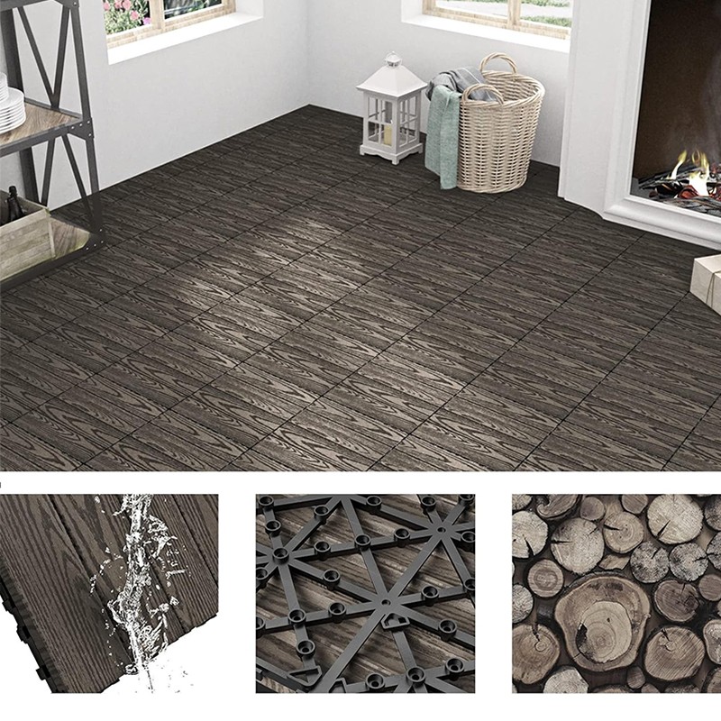 Placa wpc decking exterior, 30x30 cm, sistem interconectare click, grosime 2.2 cm, gri MultiMark GlobalProd