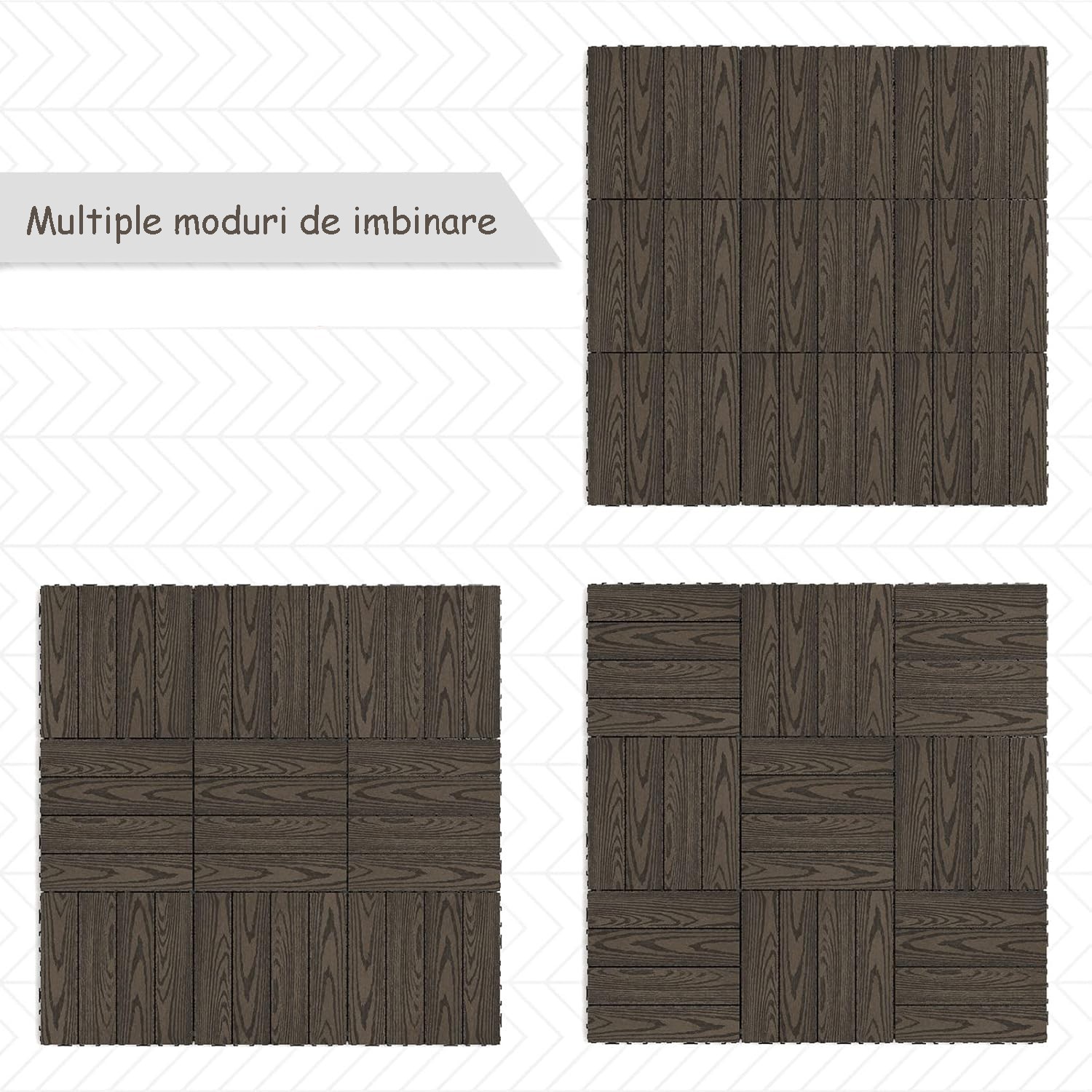 Placa wpc decking exterior, 30x30 cm, sistem interconectare click, grosime 2.2 cm, gri MultiMark GlobalProd