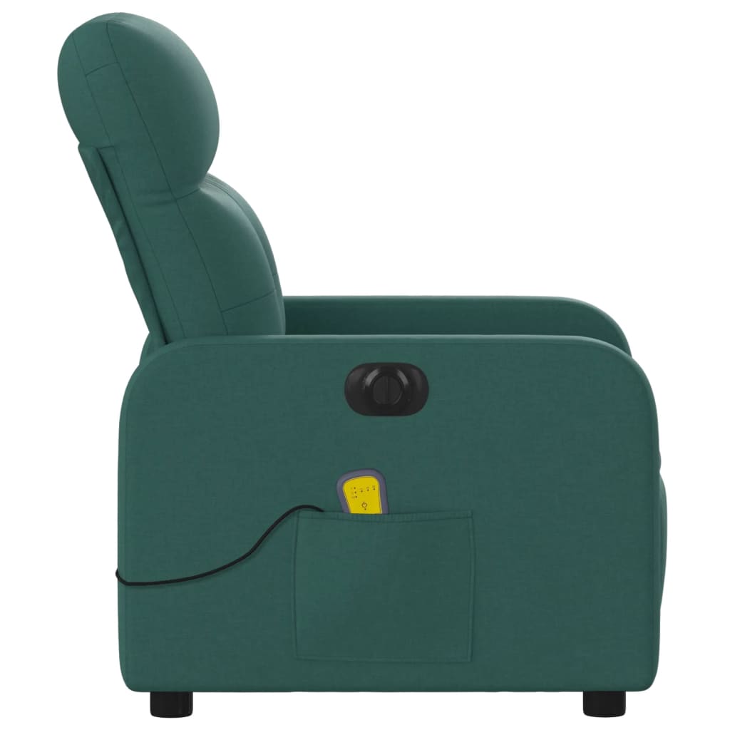 Fotoliu electric de masaj rabatabil, verde închis, textil GartenMobel Dekor
