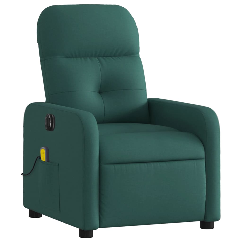 Fotoliu electric de masaj rabatabil, verde închis, textil GartenMobel Dekor