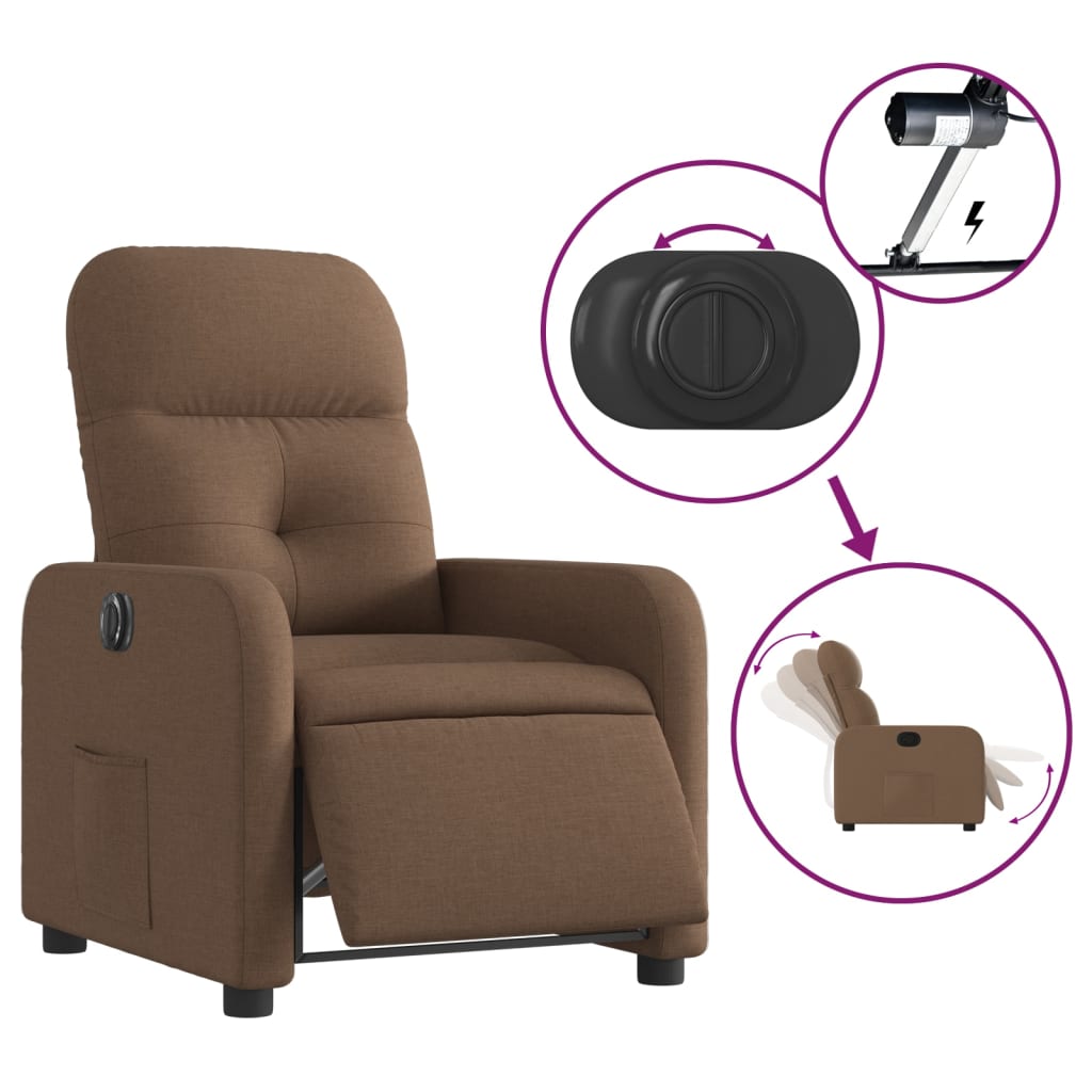 Fotoliu rabatabil electric, maro, material textil GartenMobel Dekor