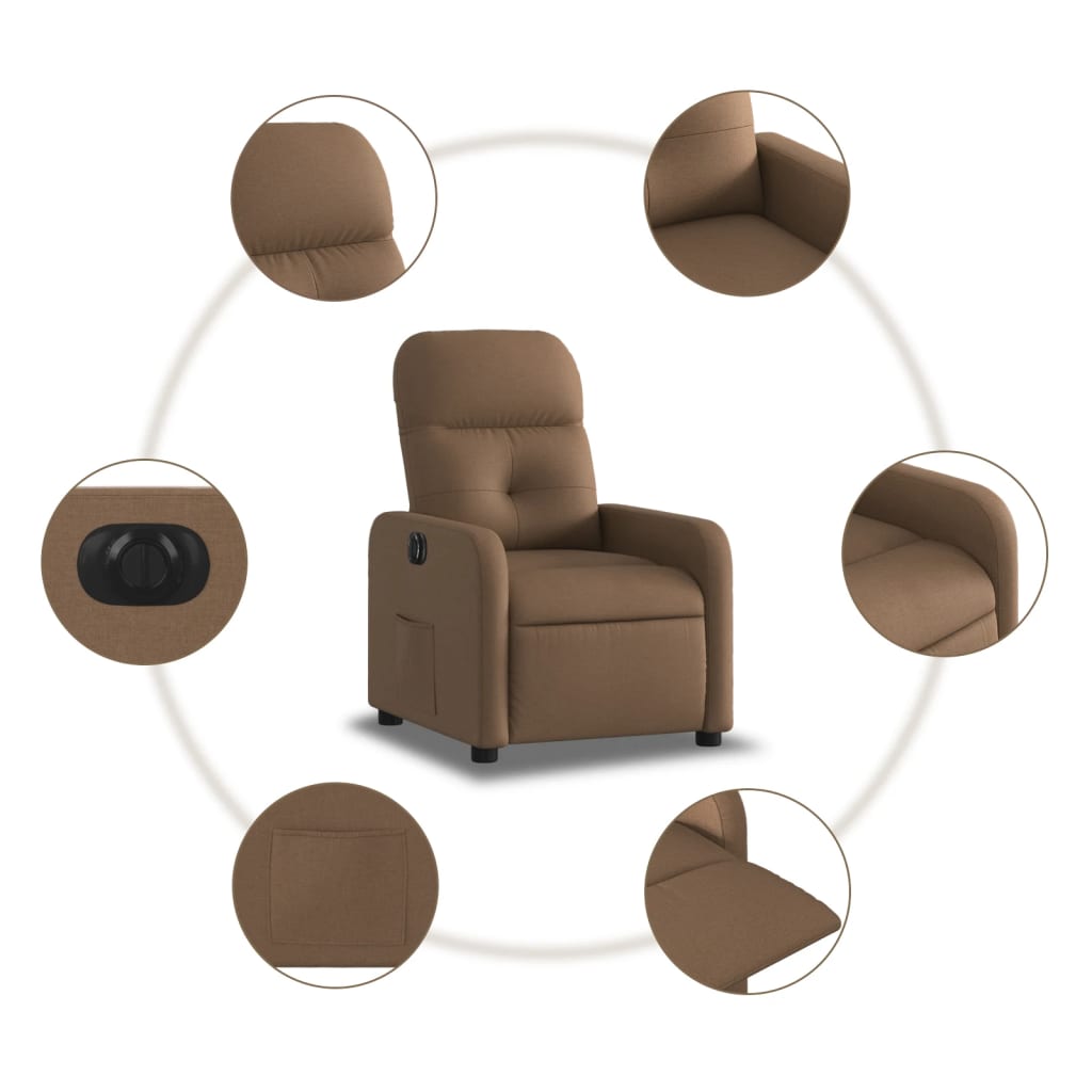 Fotoliu rabatabil electric, maro, material textil GartenMobel Dekor