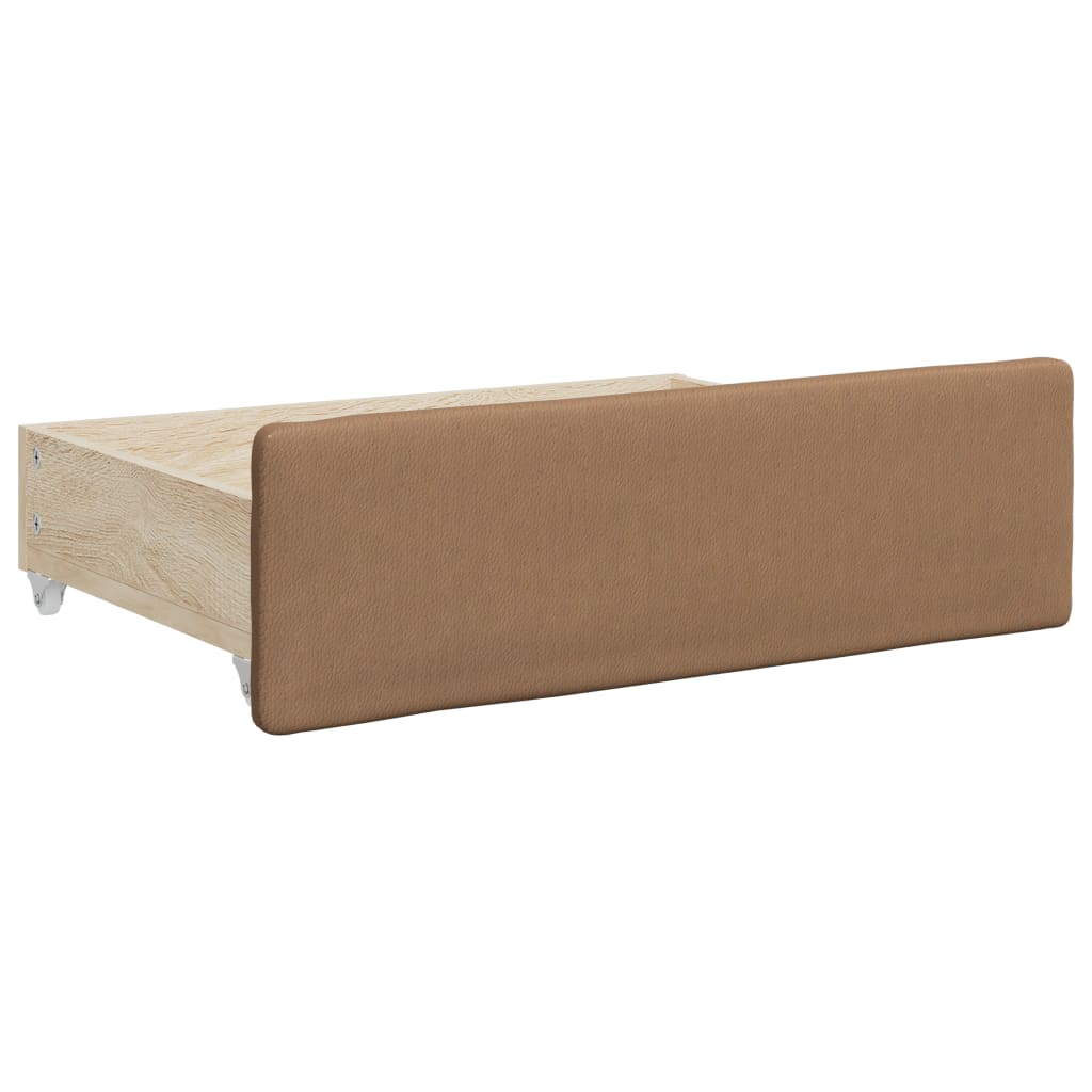 Pat de zi cu extensie și sertare cappuccino 90x200 cm piele eco GartenMobel Dekor