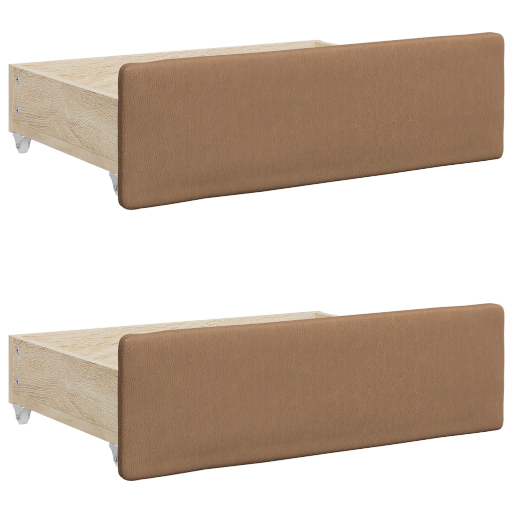 Pat de zi cu extensie și sertare cappuccino 90x200 cm piele eco GartenMobel Dekor