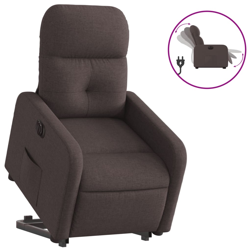 Fotoliu electric rabatabil cu ridicare, maro închis, textil GartenMobel Dekor