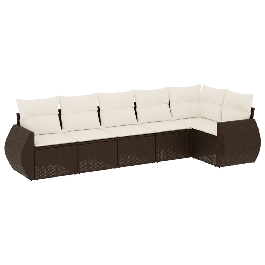 Set canapele de grădină cu perne, 6 piese, maro, poliratan GartenMobel Dekor