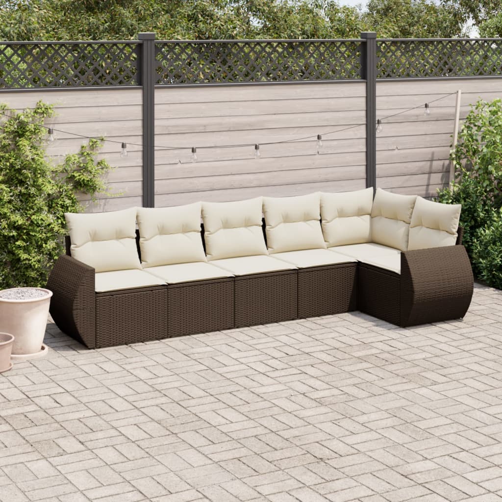 Set canapele de grădină cu perne, 6 piese, maro, poliratan GartenMobel Dekor