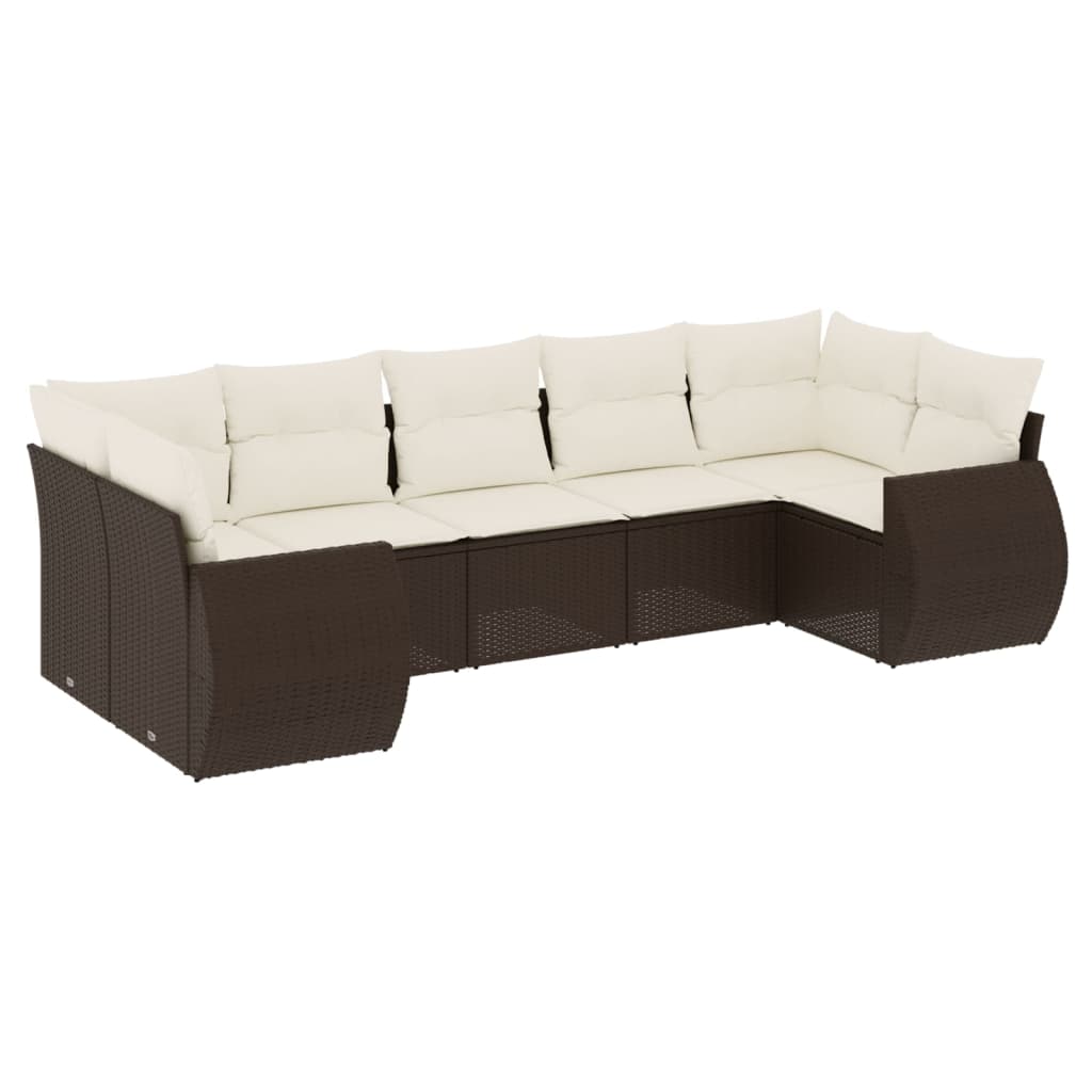 Set canapele de grădină cu perne, 7 piese, maro, poliratan GartenMobel Dekor