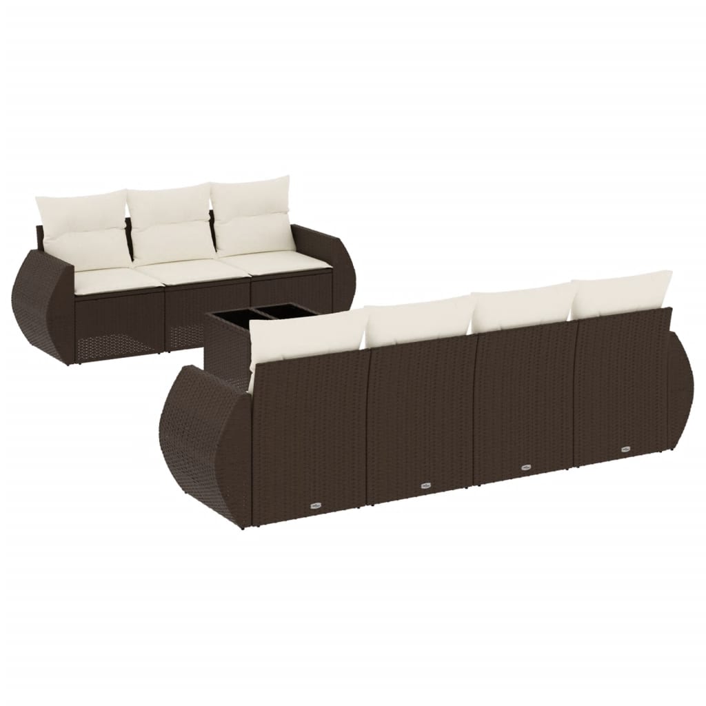 Set canapele de grădină cu perne, 8 piese, maro, poliratan GartenMobel Dekor