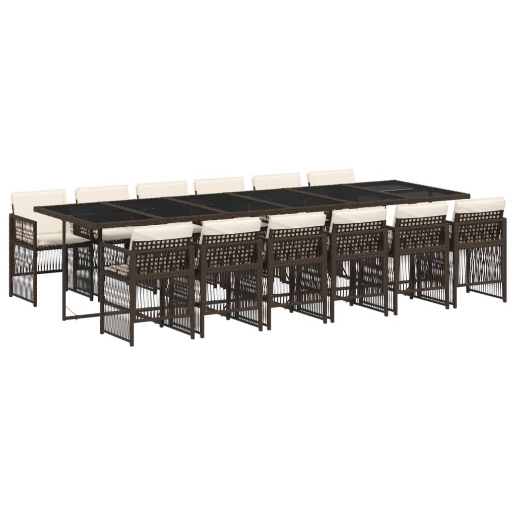 Set mobilier de grădină, 13 piese, maro, cu perne, poliratan GartenMobel Dekor