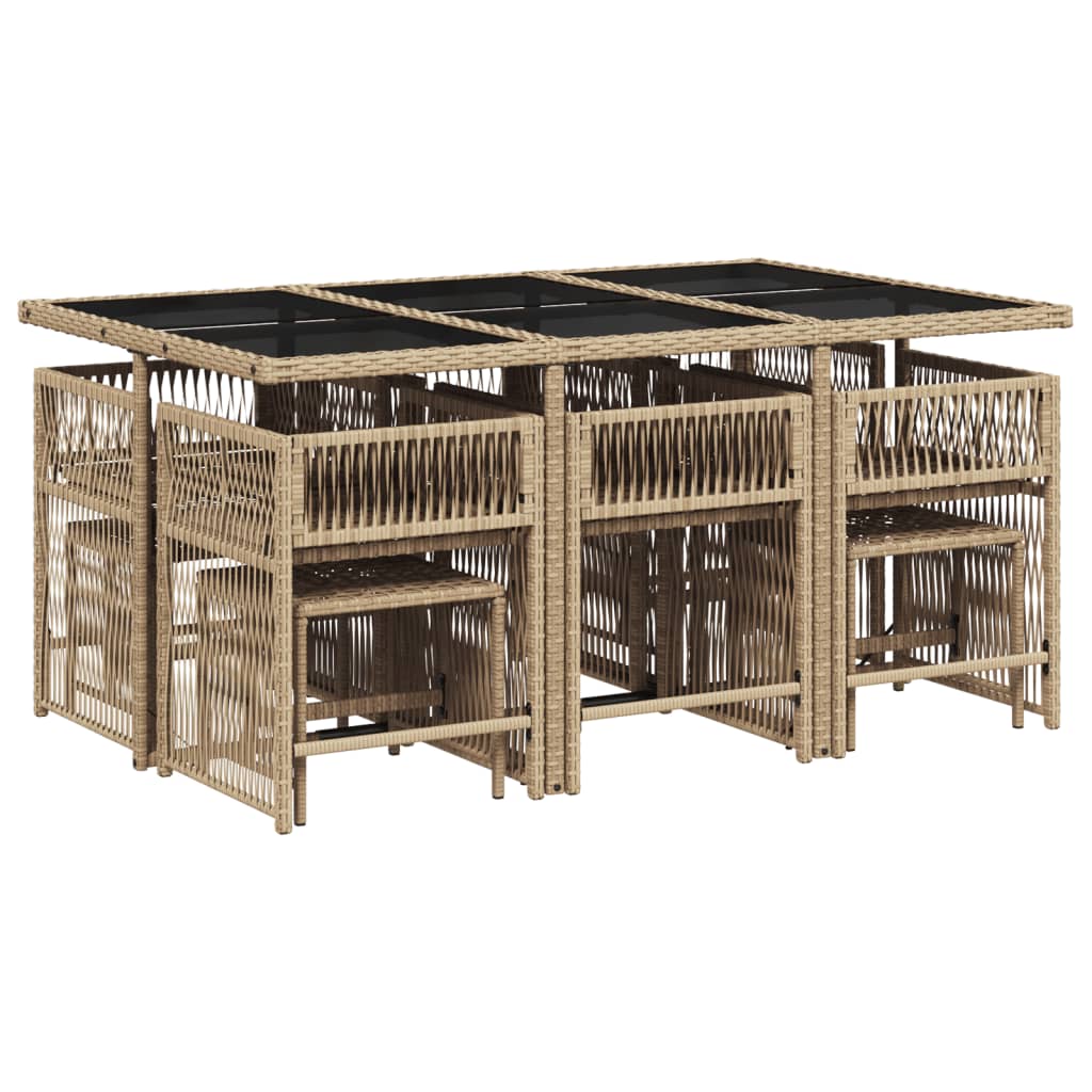 Set mobilier de grădină cu perne, 11 piese, bej, poliratan GartenMobel Dekor