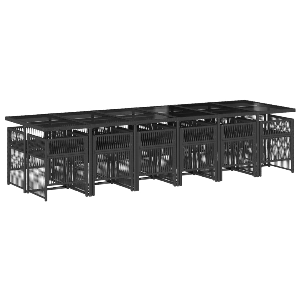 Set mobilier de grădină cu perne, 13 piese, negru, poliratan GartenMobel Dekor