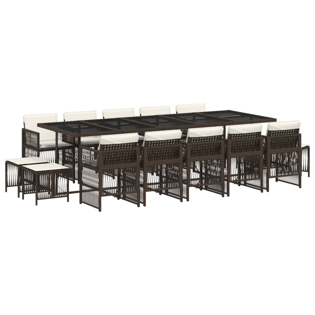 Set mobilier de grădină cu perne, 15 piese, maro, poliratan GartenMobel Dekor