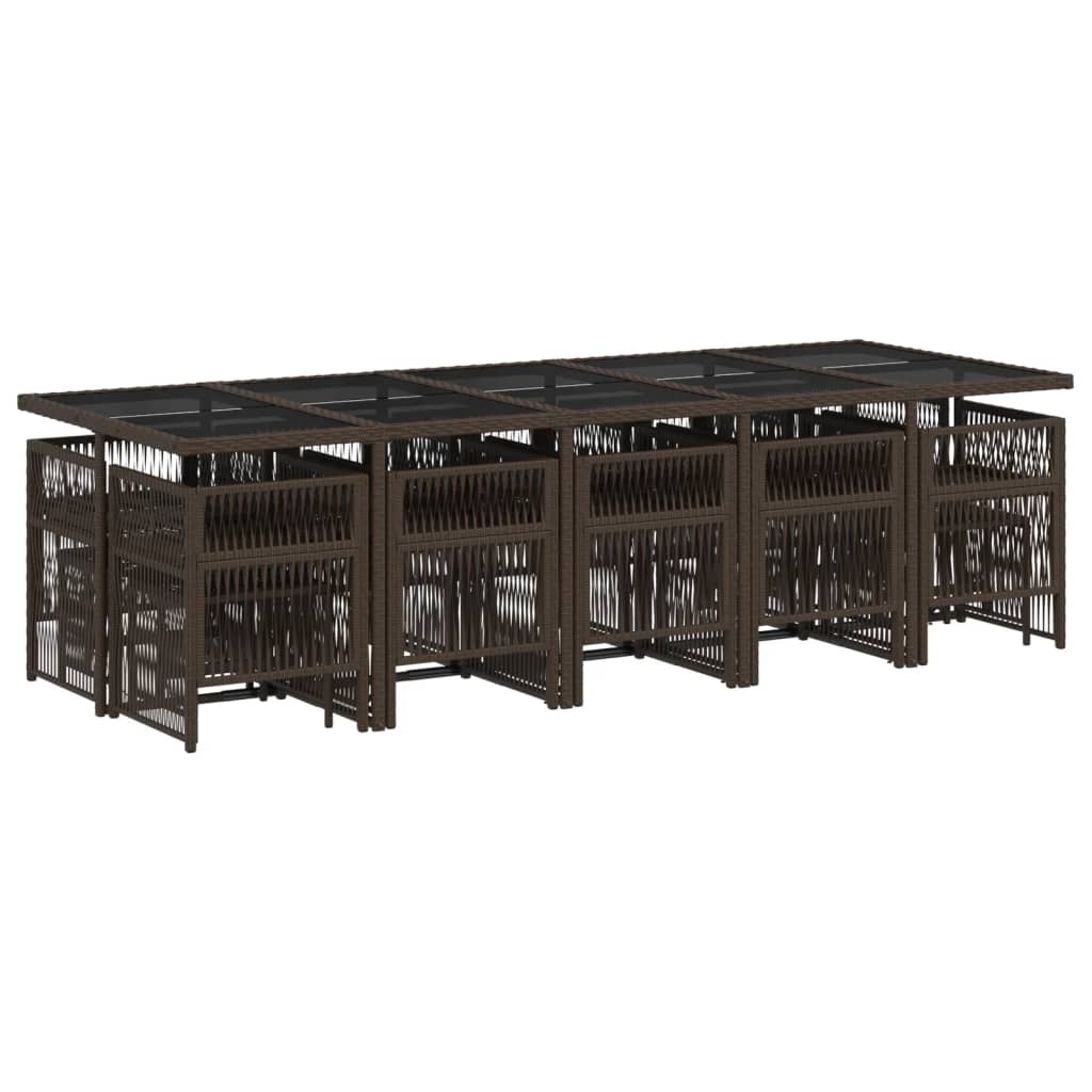 Set mobilier de grădină cu perne, 15 piese, maro, poliratan GartenMobel Dekor