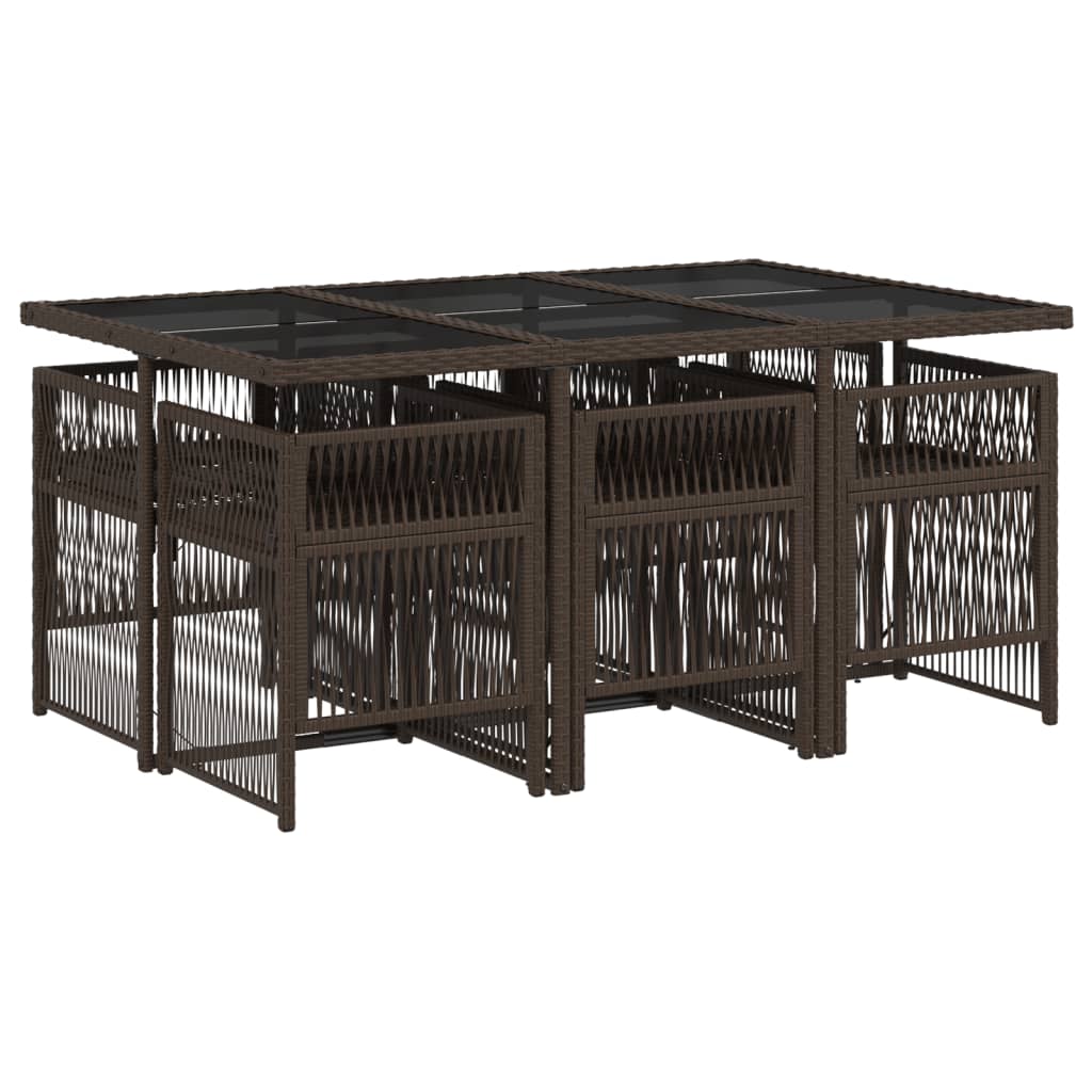 Set mobilier de grădină cu perne, 7 piese, maro, poliratan GartenMobel Dekor