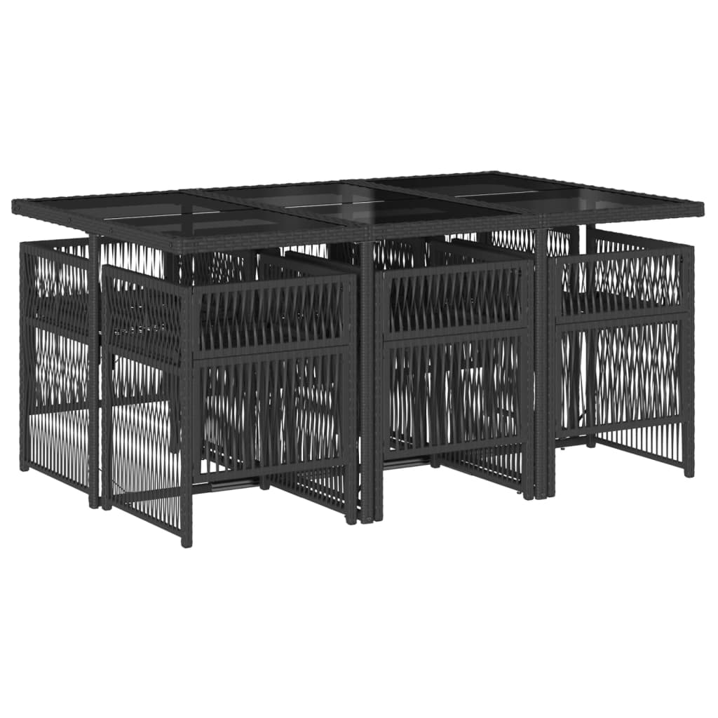 Set mobilier de grădină cu perne, 7 piese, negru, poliratan GartenMobel Dekor