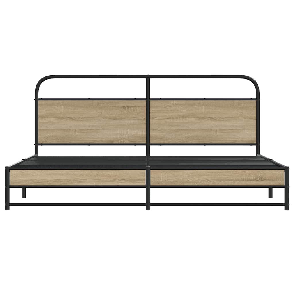 Cadru de pat metalic fără saltea, stejar fumuriu, 193x203 cm GartenMobel Dekor