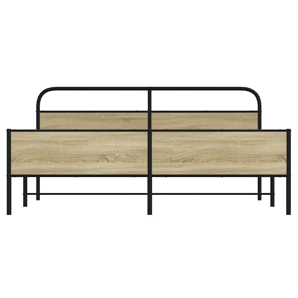 Cadru de pat metalic fără saltea, stejar sonoma, 183x213 cm GartenMobel Dekor