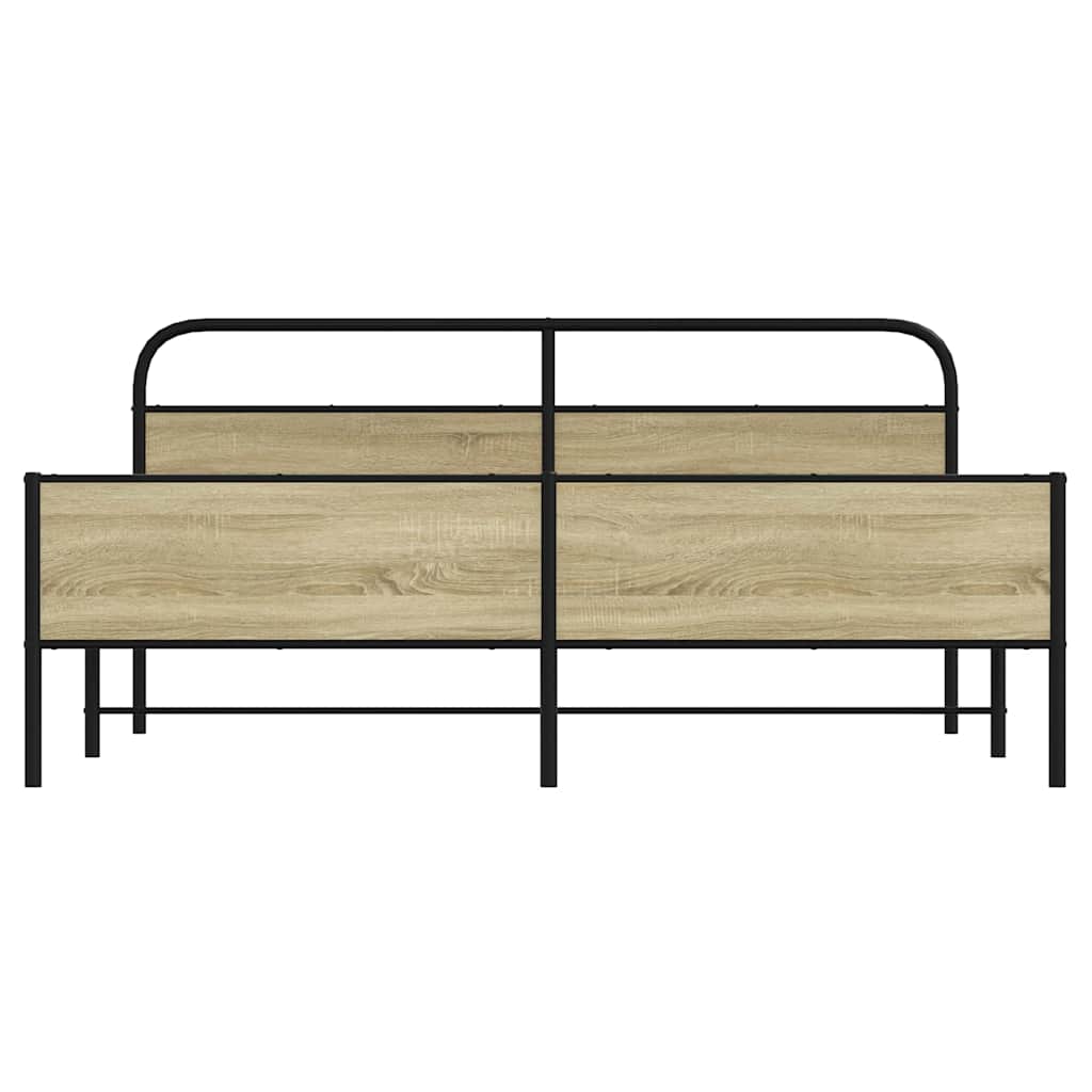 Cadru pat metalic fără saltea, stejar sonoma, 200x200 cm GartenMobel Dekor