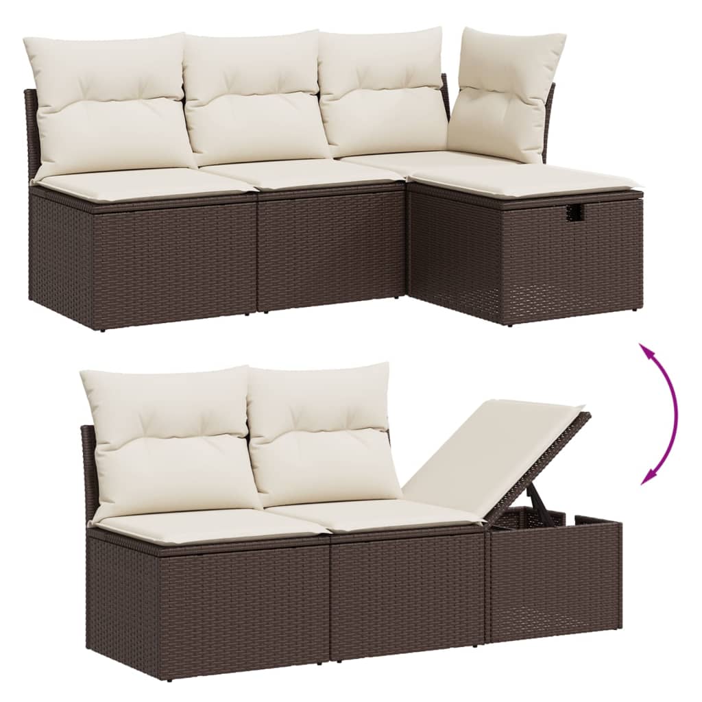 Set canapele de grădină cu perne, 5 piese, maro, poliratan GartenMobel Dekor