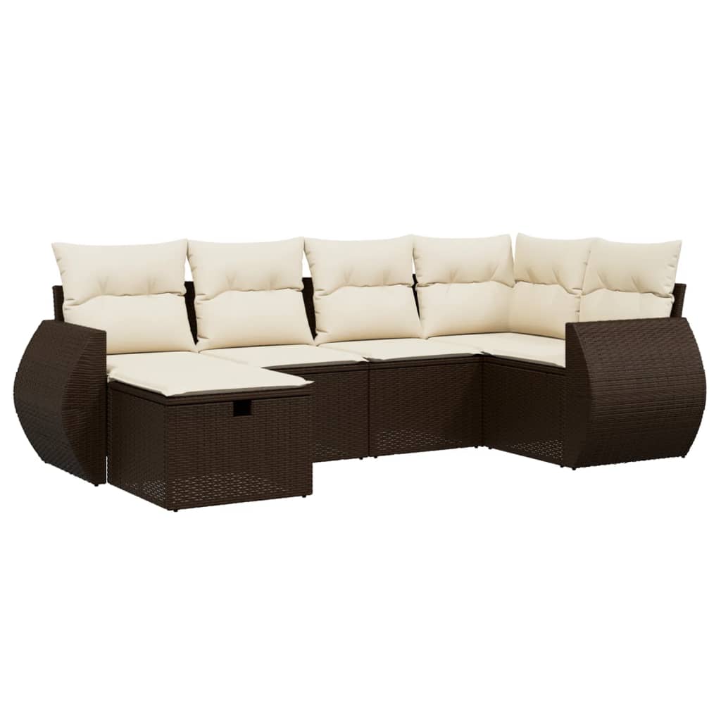 Set canapele de grădină cu perne, 6 piese, maro, poliratan GartenMobel Dekor