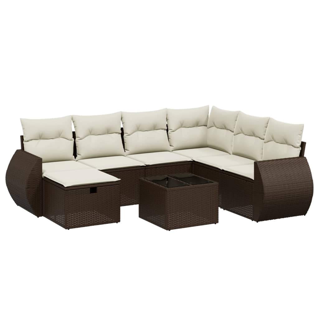 Set canapele de grădină cu perne, 8 piese, maro, poliratan GartenMobel Dekor