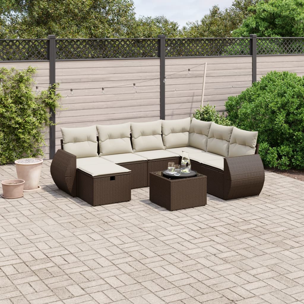 Set canapele de grădină cu perne, 8 piese, maro, poliratan GartenMobel Dekor