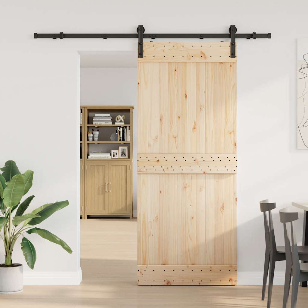 Set feronerie pentru uși glisante, negru, 200 cm, oțel GartenMobel Dekor