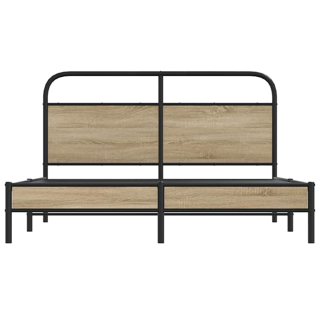 Cadru pat metalic fără saltea, stejar fumuriu, 160x200 cm GartenMobel Dekor