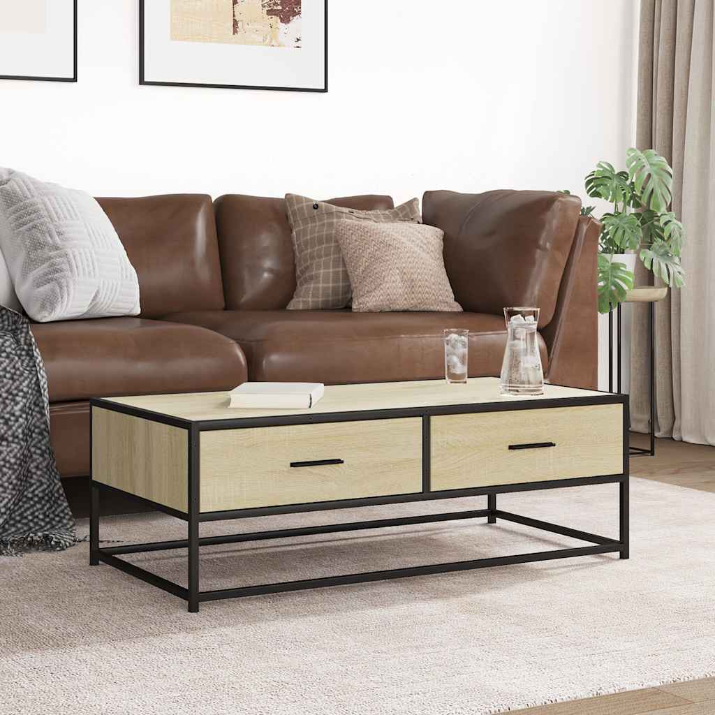 Măsuță cafea stejar sonoma 100x50x35 cm lemn prelucrat și metal GartenMobel Dekor