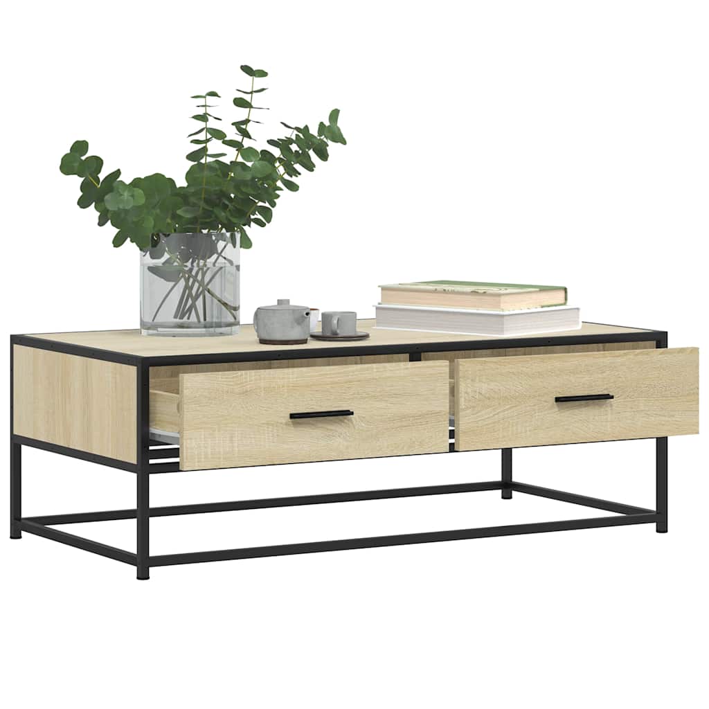 Măsuță cafea stejar sonoma 100x50x35 cm lemn prelucrat și metal GartenMobel Dekor