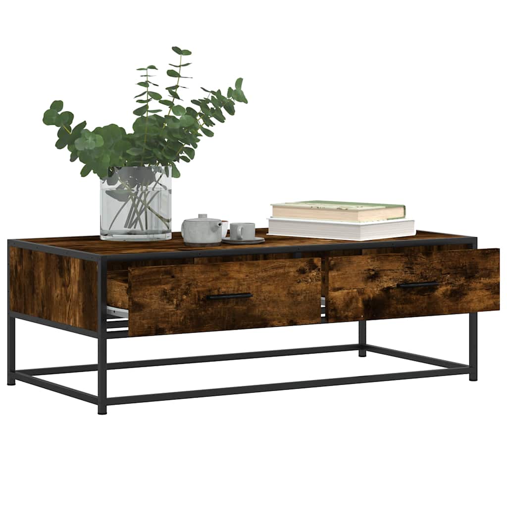 Măsuță de cafea stejar fumuriu 100x50x35cm lemn prelucrat/metal GartenMobel Dekor