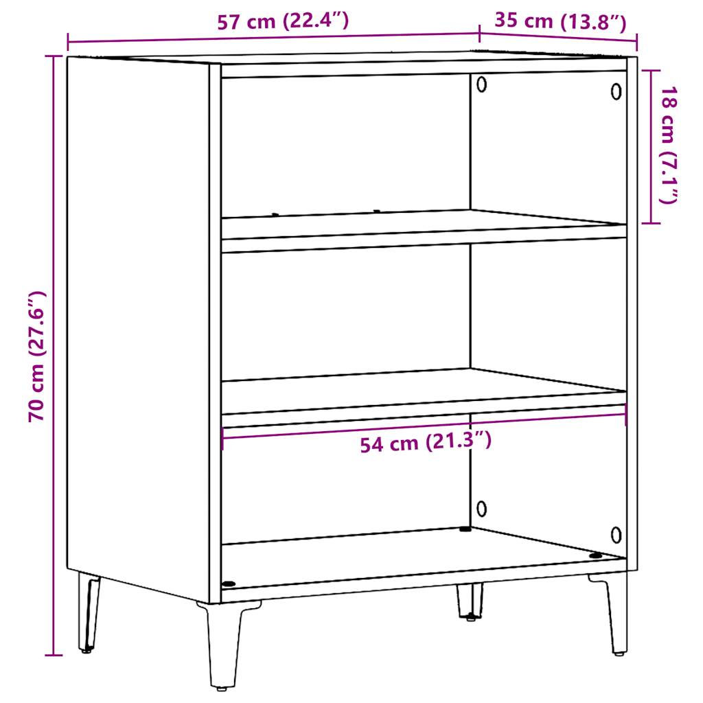 Dulap, stejar artizanal, 57x35x75 cm, lemn prelucrat GartenMobel Dekor