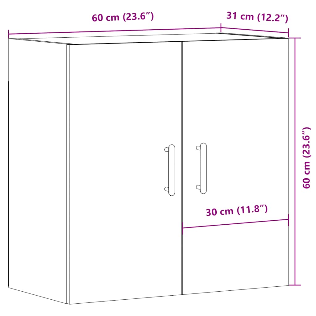 Dulap de perete, lemn învechit, 60x31x60 cm, lemn prelucrat GartenMobel Dekor