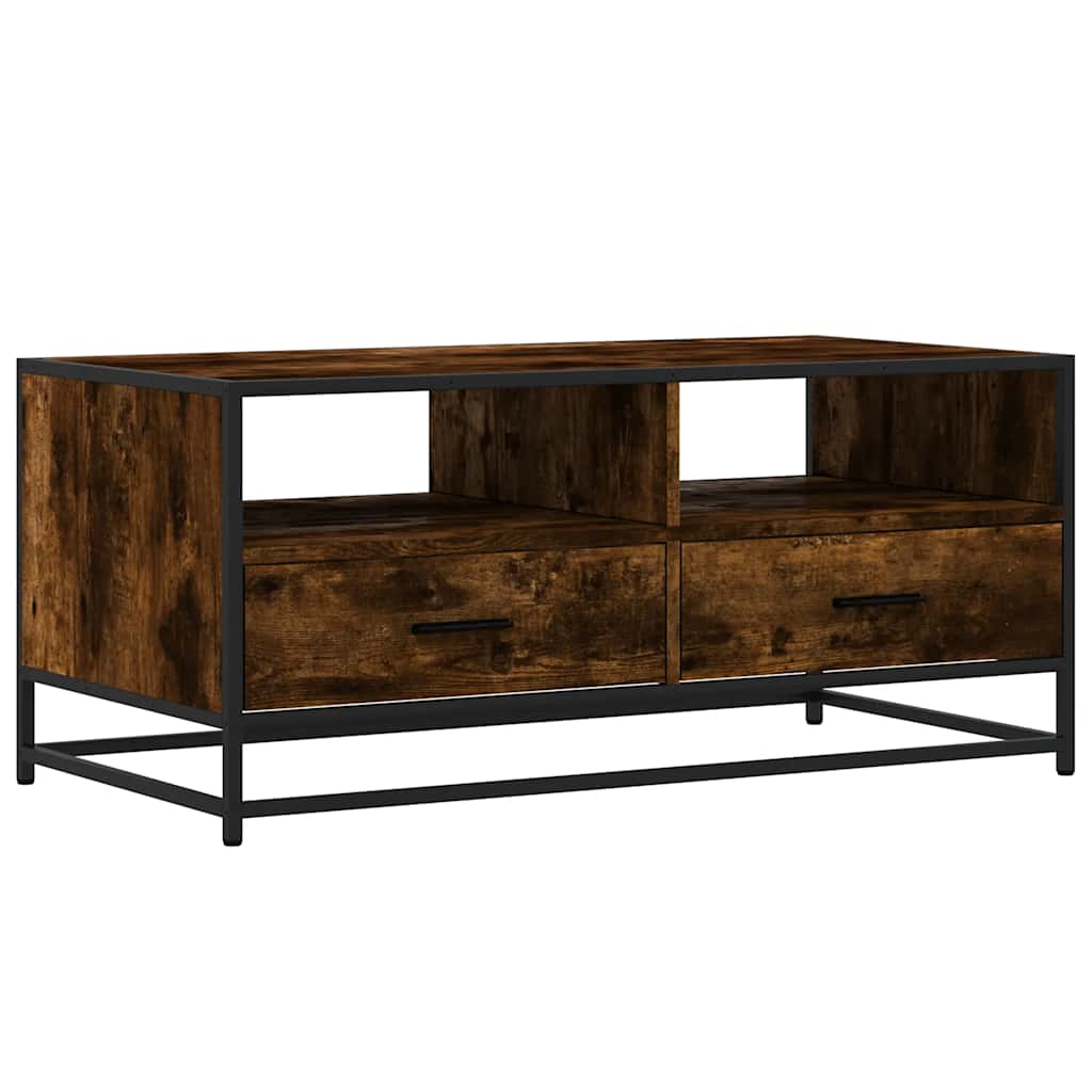 Măsuță cafea, stejar fumuriu 100x50x45 cm lemn prelucrat/metal GartenMobel Dekor