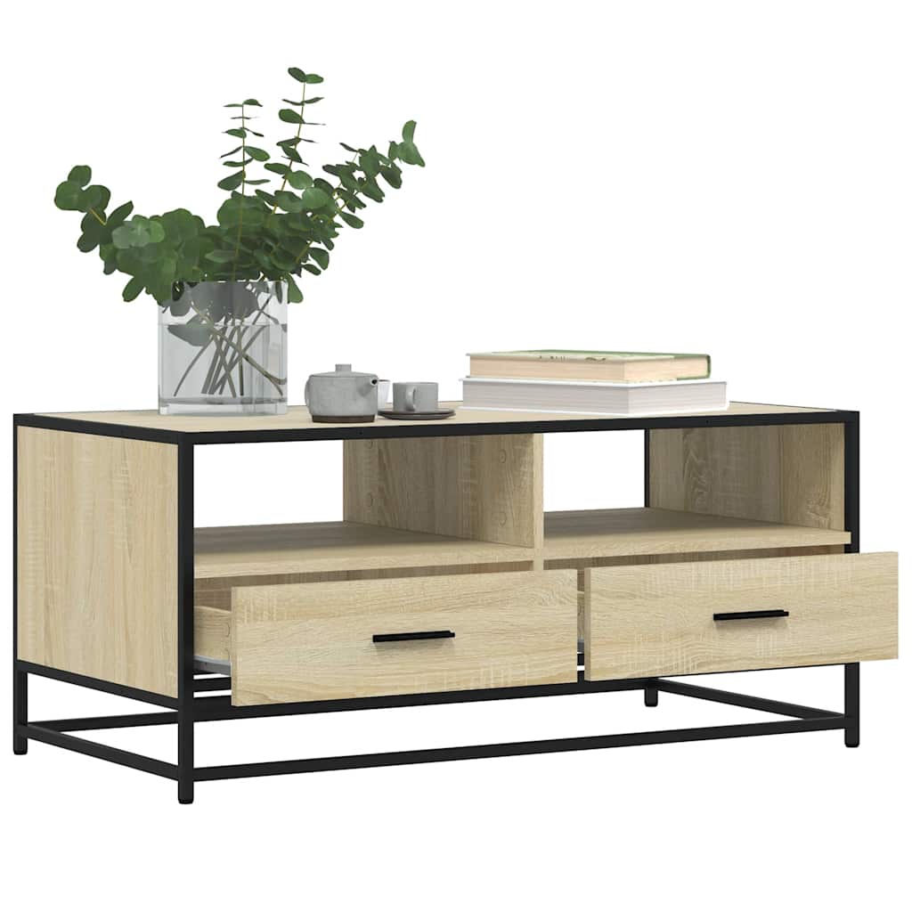 Măsuță cafea stejar sonoma 100x50x45 cm lemn prelucrat și metal GartenMobel Dekor
