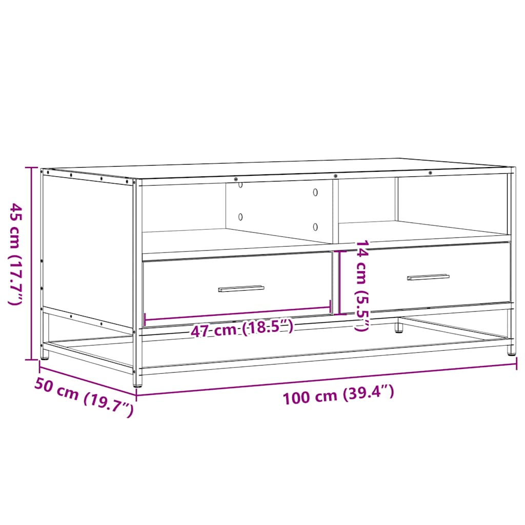 Măsuță cafea stejar sonoma 100x50x45 cm lemn prelucrat și metal GartenMobel Dekor
