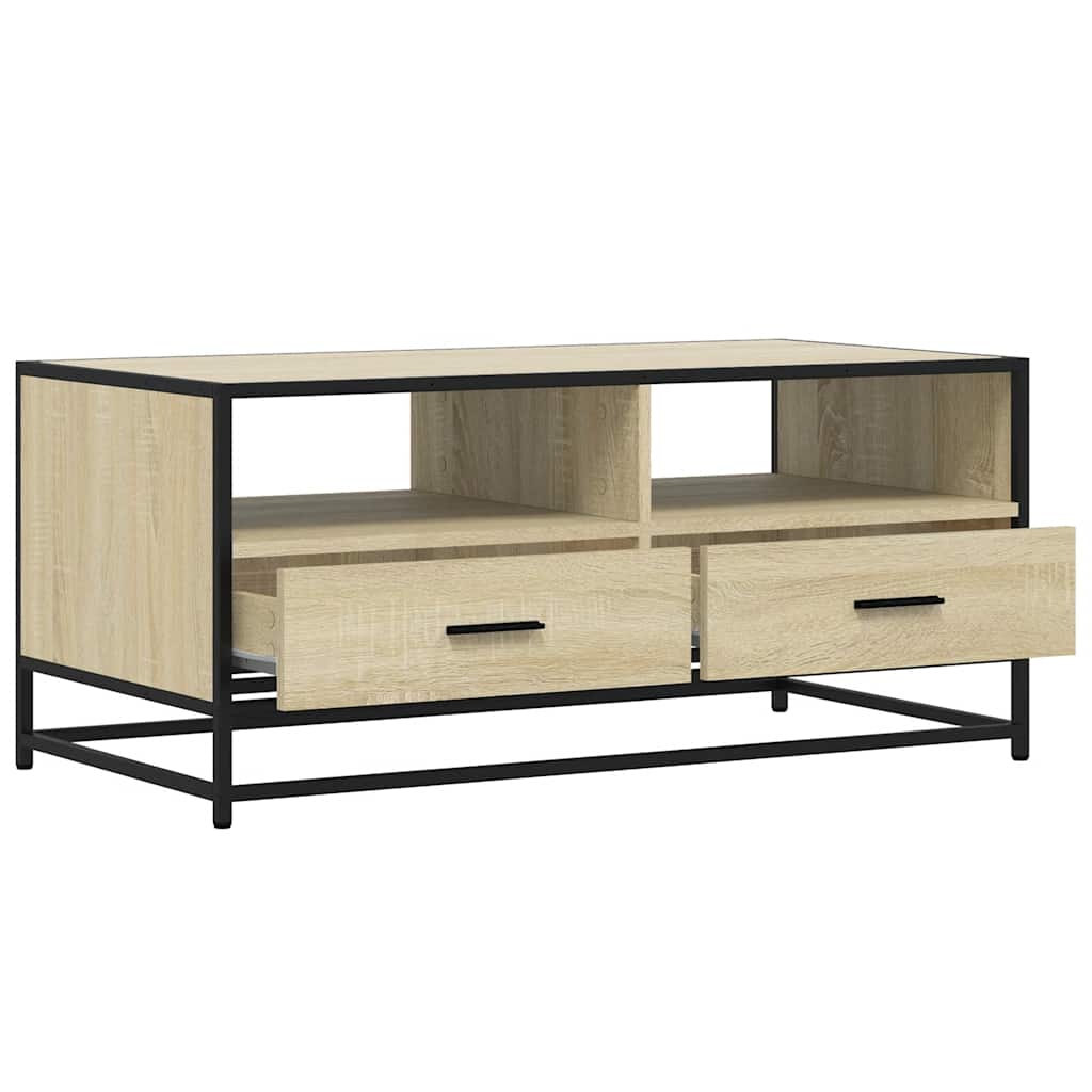 Măsuță cafea stejar sonoma 100x50x45 cm lemn prelucrat și metal GartenMobel Dekor