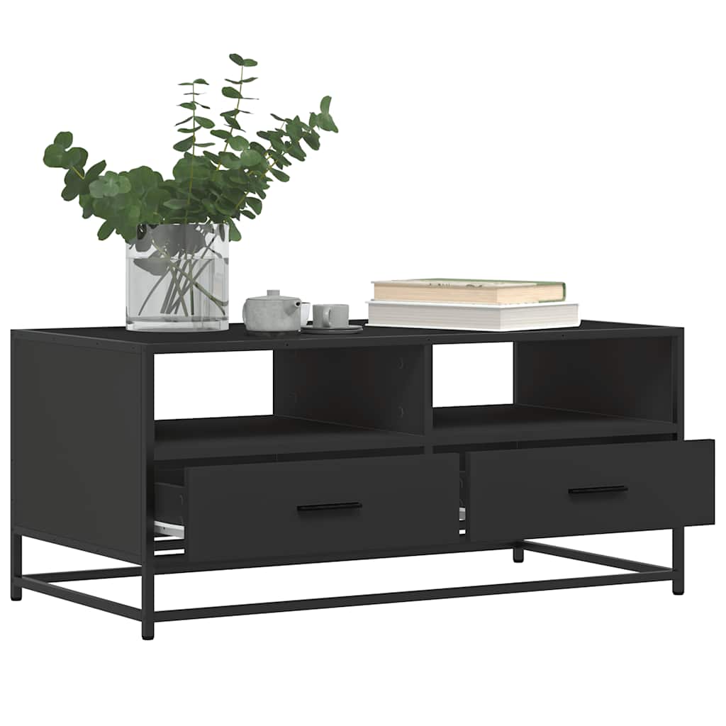 Măsuță de cafea, negru, 100x50x45 cm, lemn prelucrat și metal GartenMobel Dekor