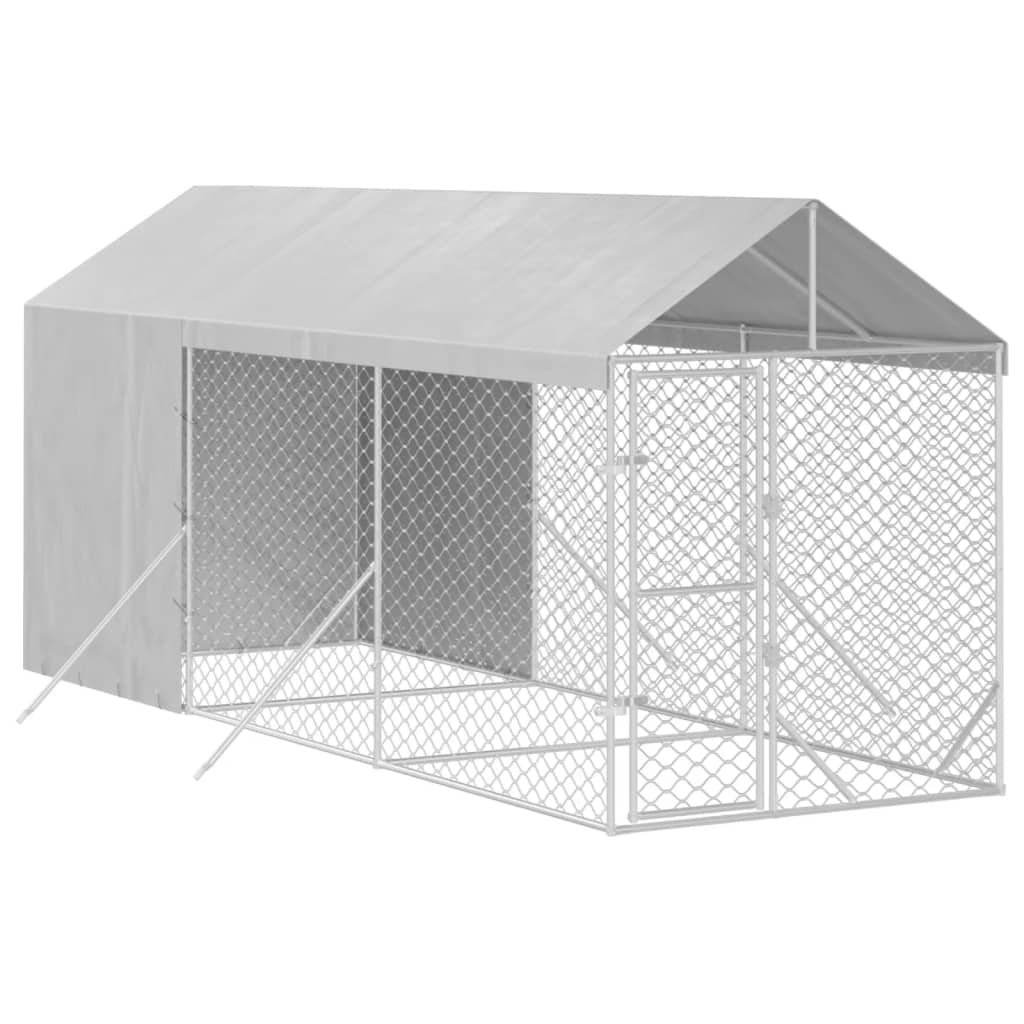Padoc de exterior cu acoperiș argintiu 2x6x2,5m oțel galvanizat GartenMobel Dekor
