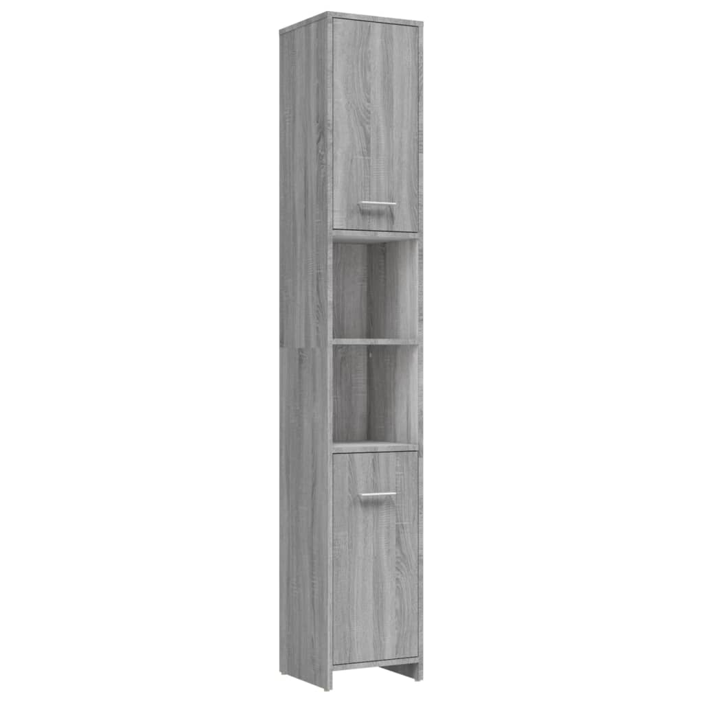 Set mobilier de baie, 4 piese, gri sonoma, lemn prelucrat GartenMobel Dekor