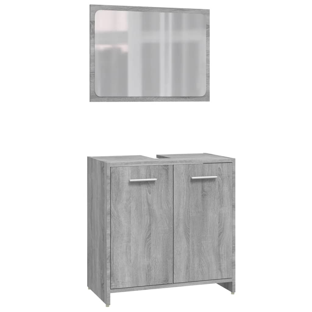 Set mobilier de baie, 4 piese, gri sonoma, lemn prelucrat GartenMobel Dekor
