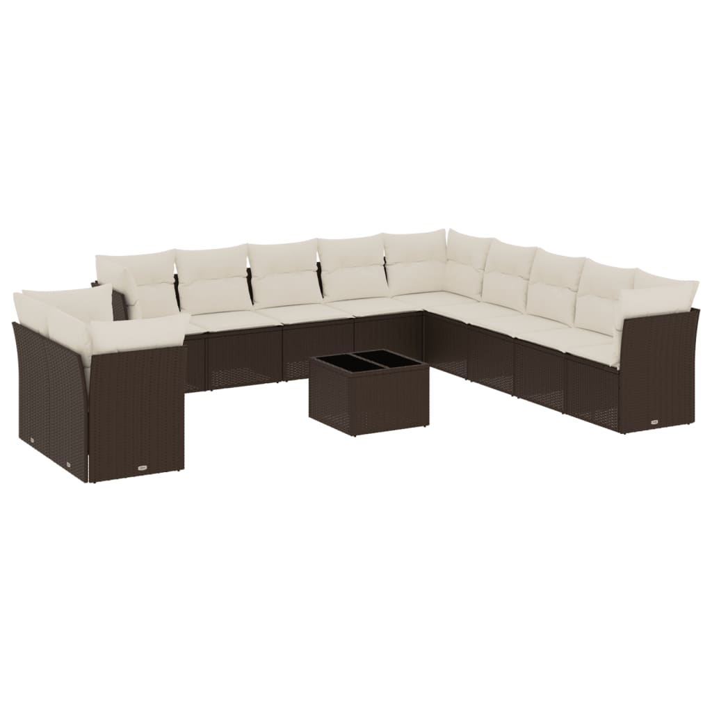 Set canapele de grădină cu perne, 12 piese, maro, poliratan GartenMobel Dekor
