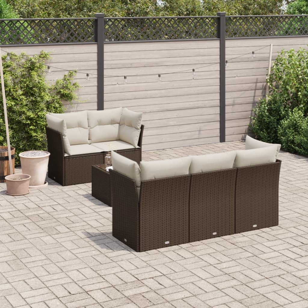 Set canapele de grădină cu perne, 6 piese, maro, poliratan GartenMobel Dekor