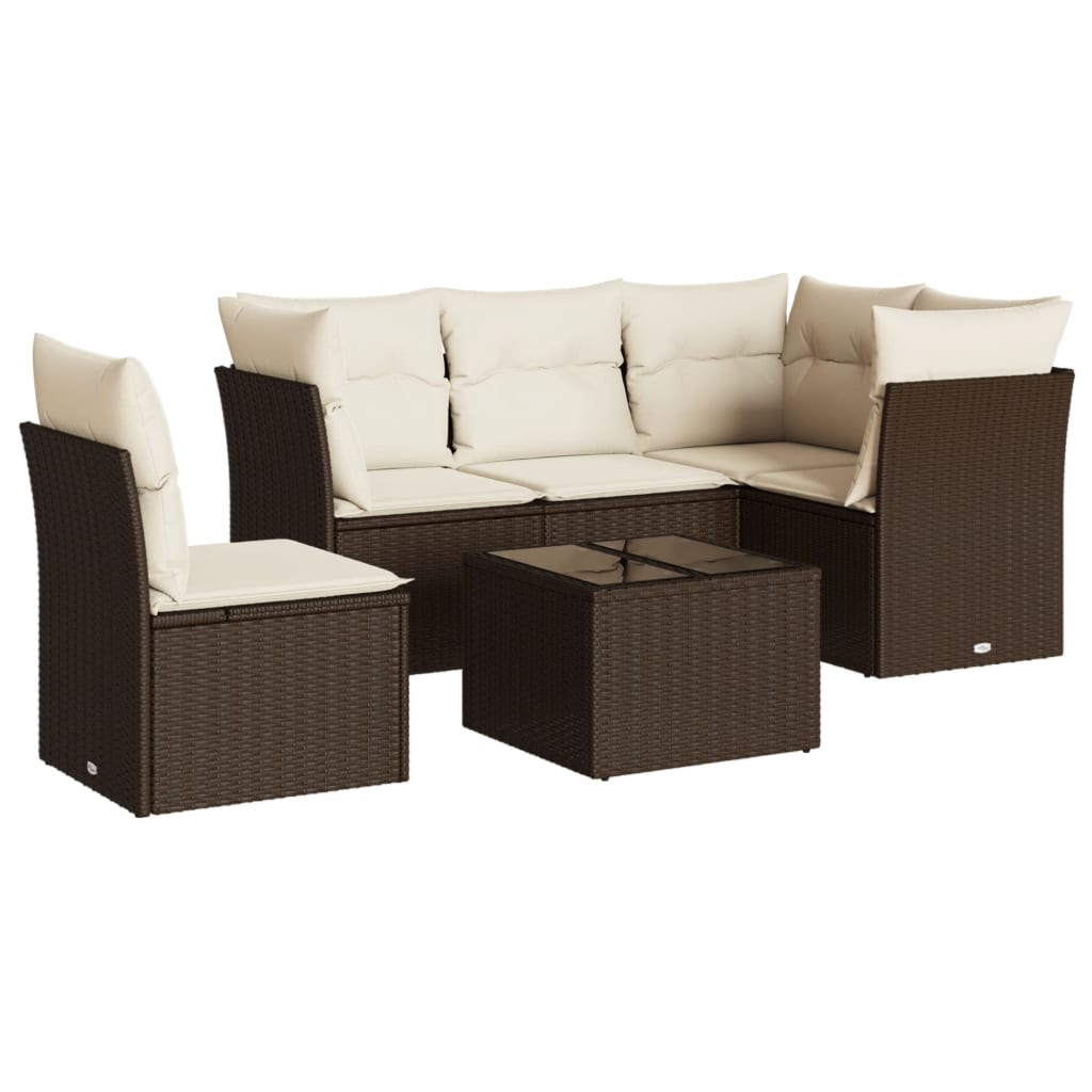 Set canapele de grădină cu perne, 6 piese, maro, poliratan GartenMobel Dekor
