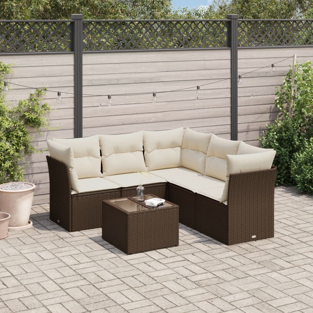 Set canapele de grădină cu perne, 6 piese, maro, poliratan GartenMobel Dekor