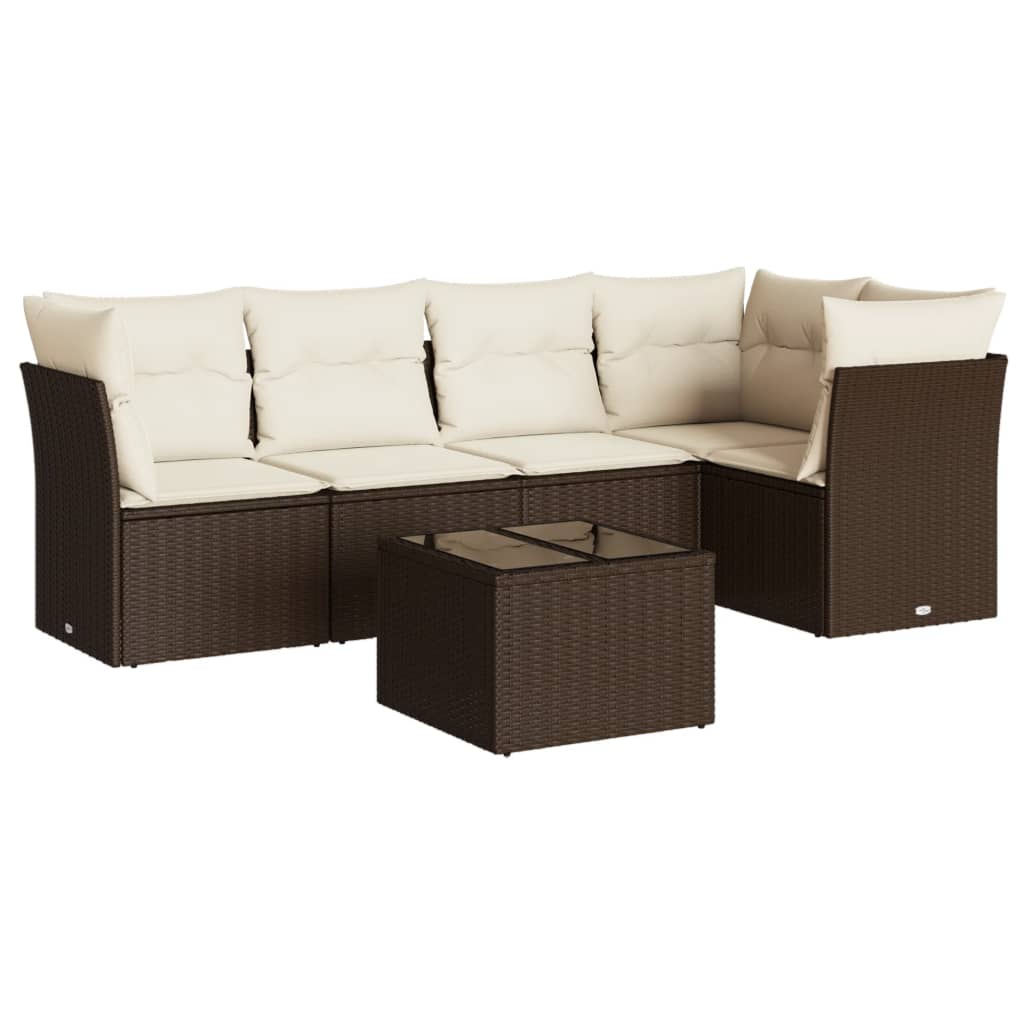 Set canapele de grădină cu perne, 6 piese, maro, poliratan GartenMobel Dekor