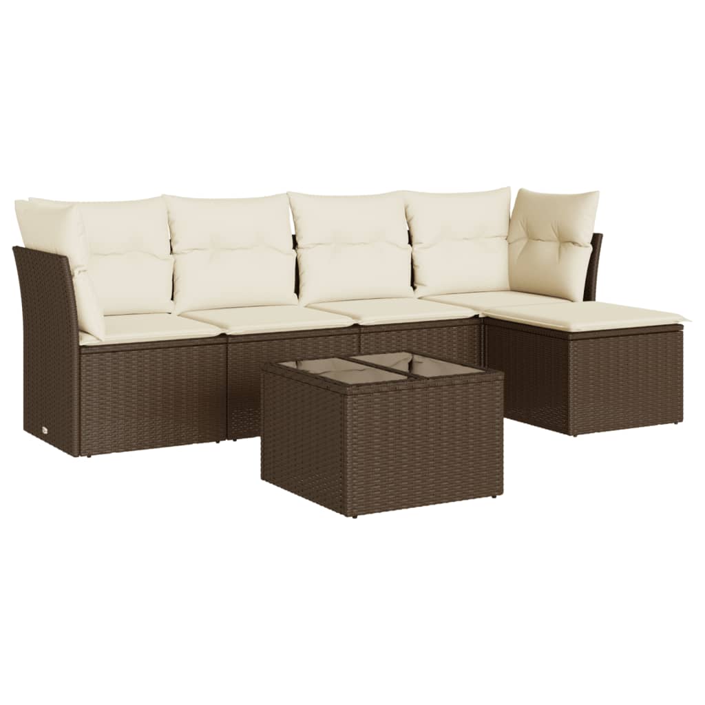 Set canapele de grădină cu perne, 6 piese, maro, poliratan GartenMobel Dekor